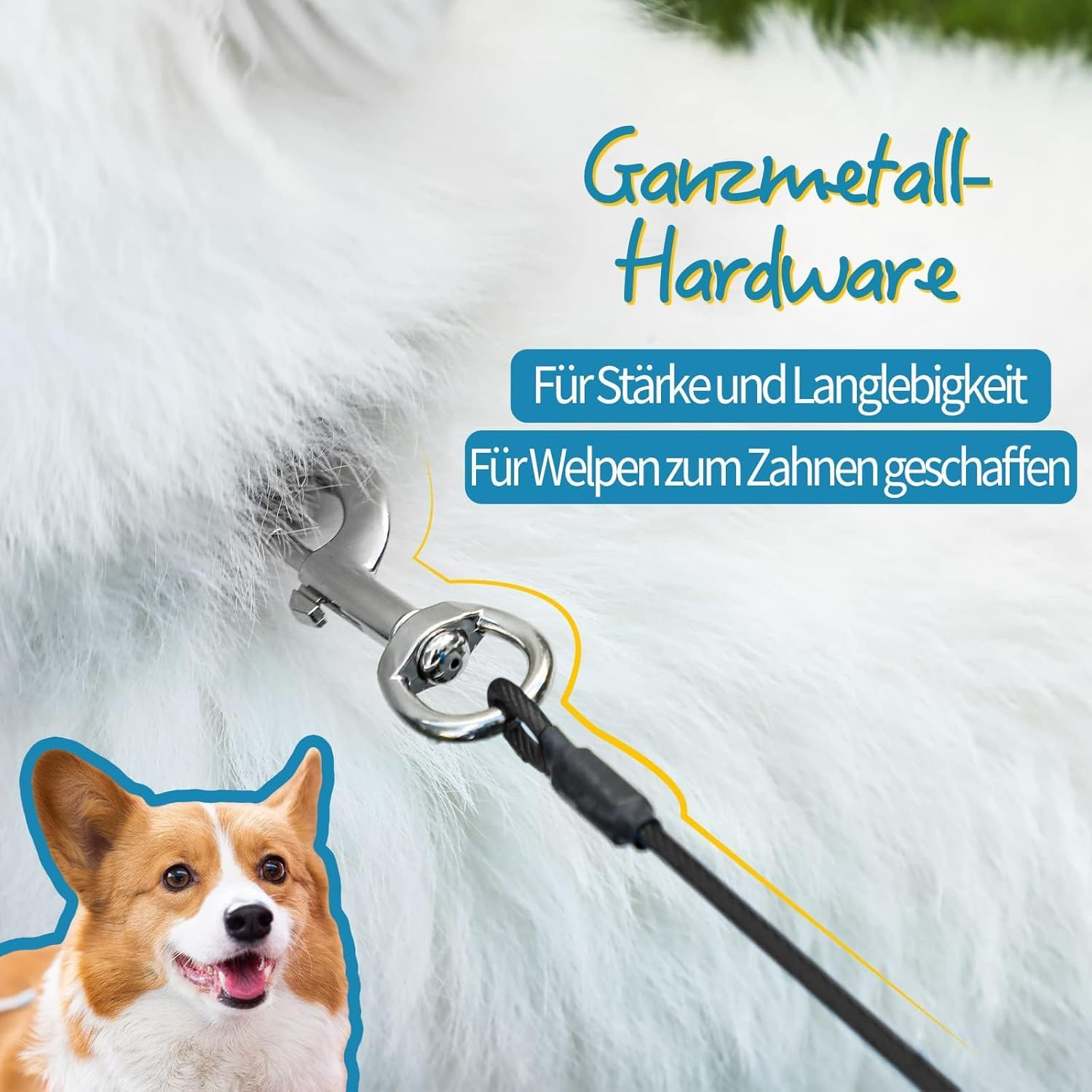 Mi Metty Chew-Proof Dog Lead, 6 Ft Bite-Resistant Dog Lead for Large Dogs up to 250 Lbs, Slip Lead with Comfortable Padded Handle - Black image number 5