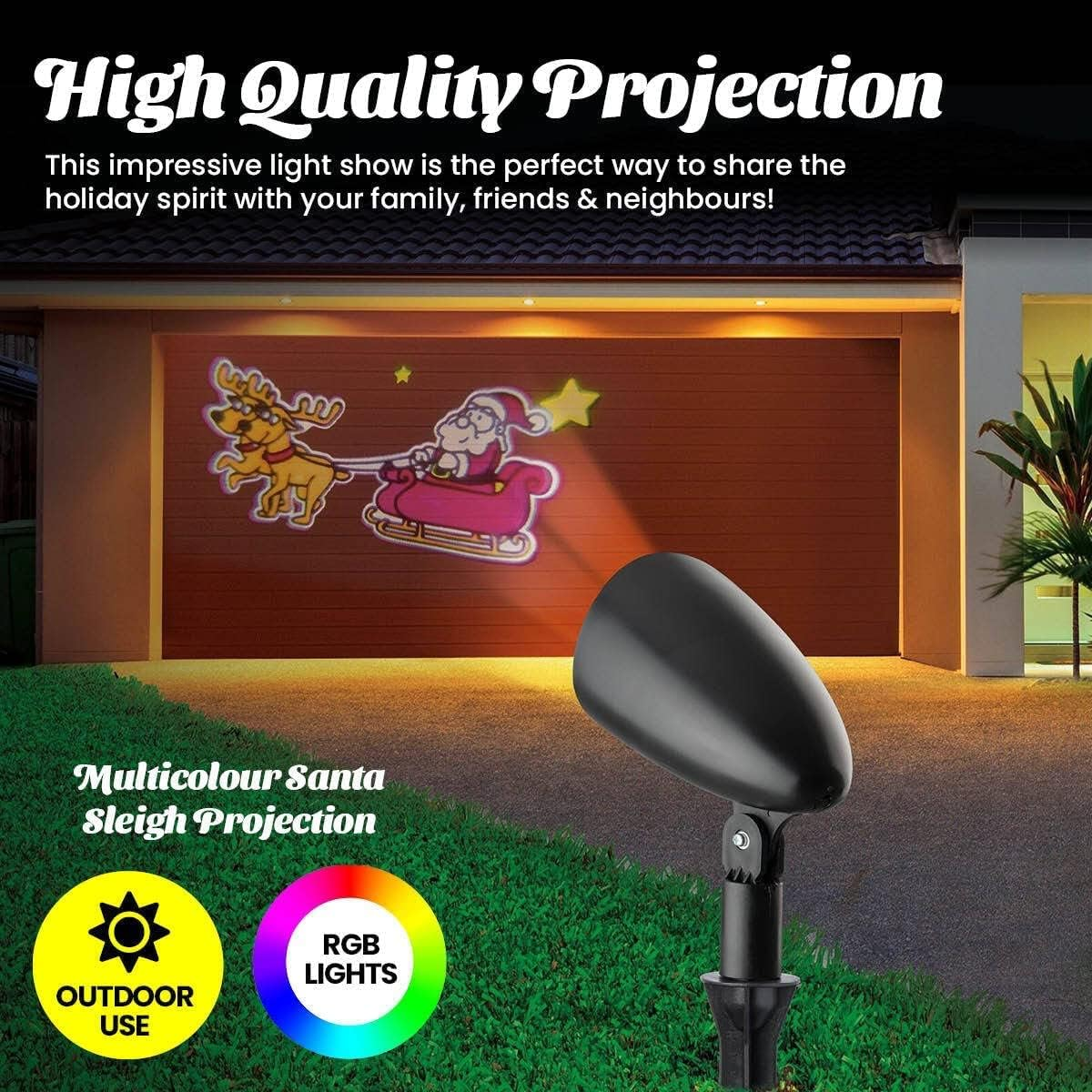 Christmas by Sas Light Projector LED Solar Lighting Santa Reindeers & Sleigh image number 2