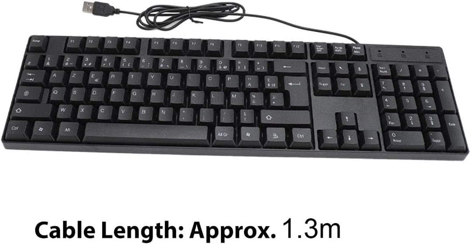AZERTY Keyboard, French AZERTY Layout Keyboard, 104 Keys USB Wired Keyboard with 4.9Ft Cable, Slim Keyboard for Desktop Laptop Computer
