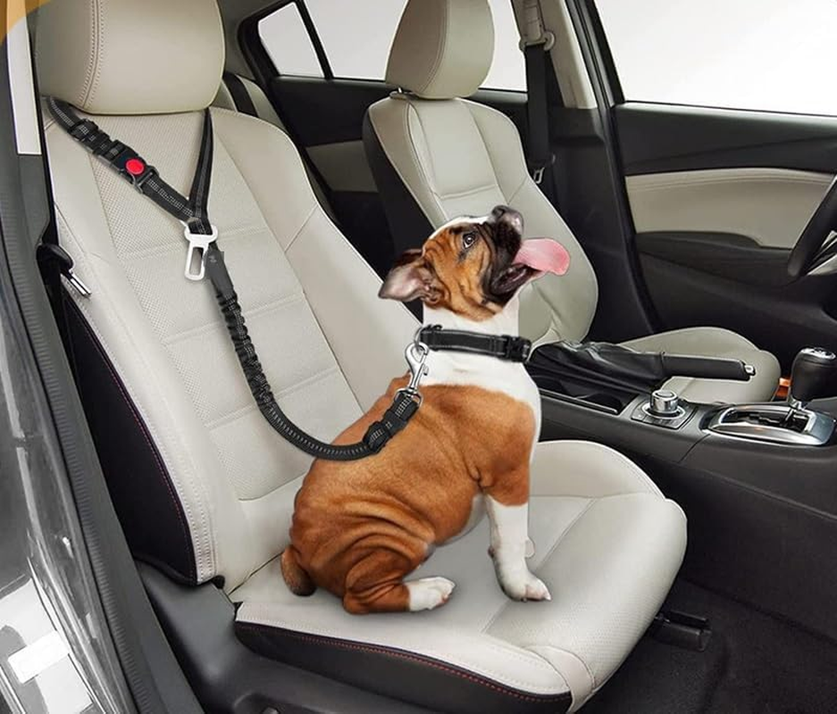 Dog Safety Car Seat Belt - Elastic Nylon Vehicle Seatbelt plus Durable Tangle-Free Harness - Perfect for Pet Safet (Purple, 84 * 2.5CM) image number 1