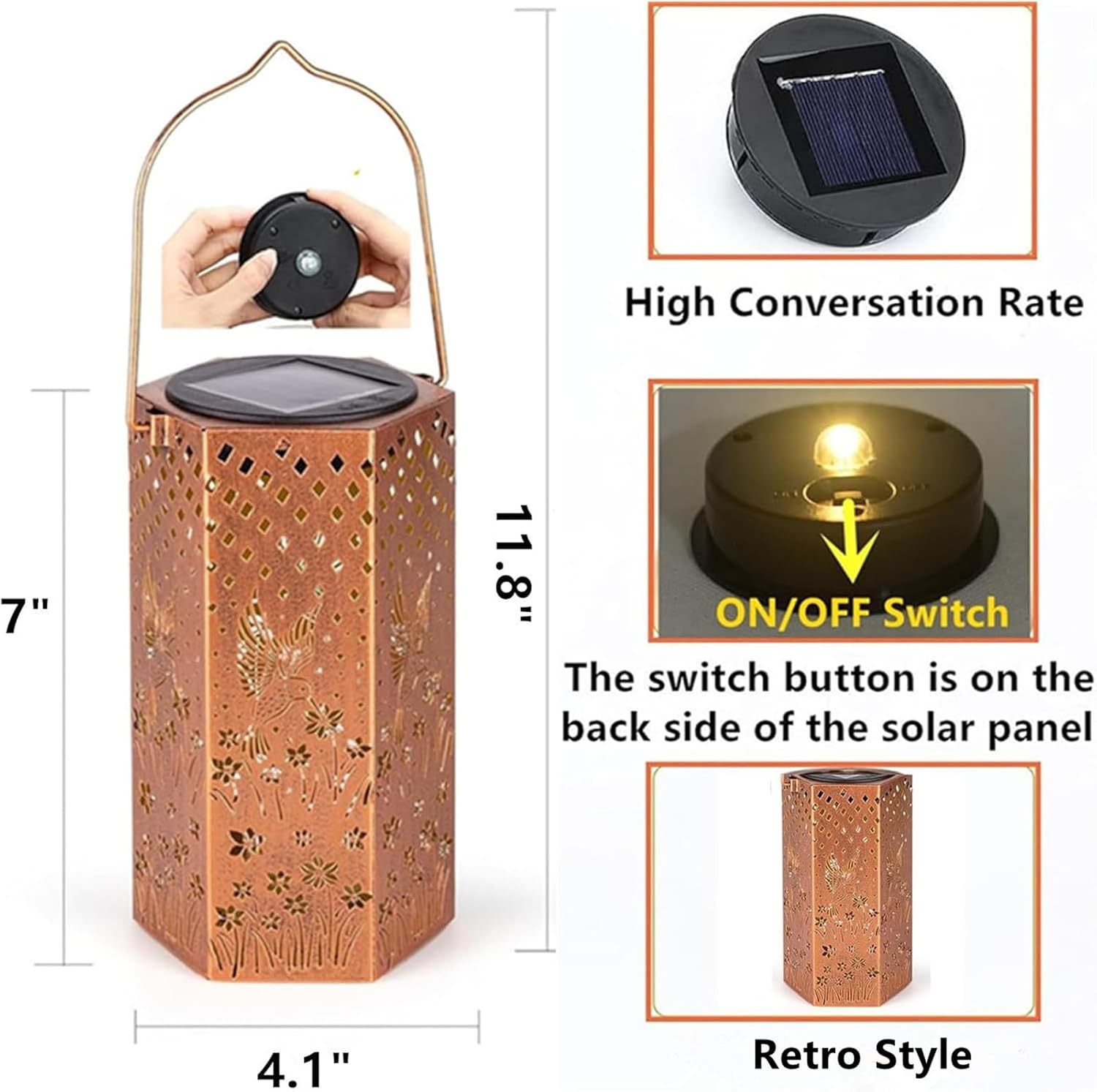 Solar Lights for Outdoor Hanging - 1 Piece Solar Lights for Outdoor Garden - IP65 Waterproof Solar Lantern for Outdoors, Metal Solar Garden Lights for Outdoor Garden Decoration Outdoor Balcony Patio