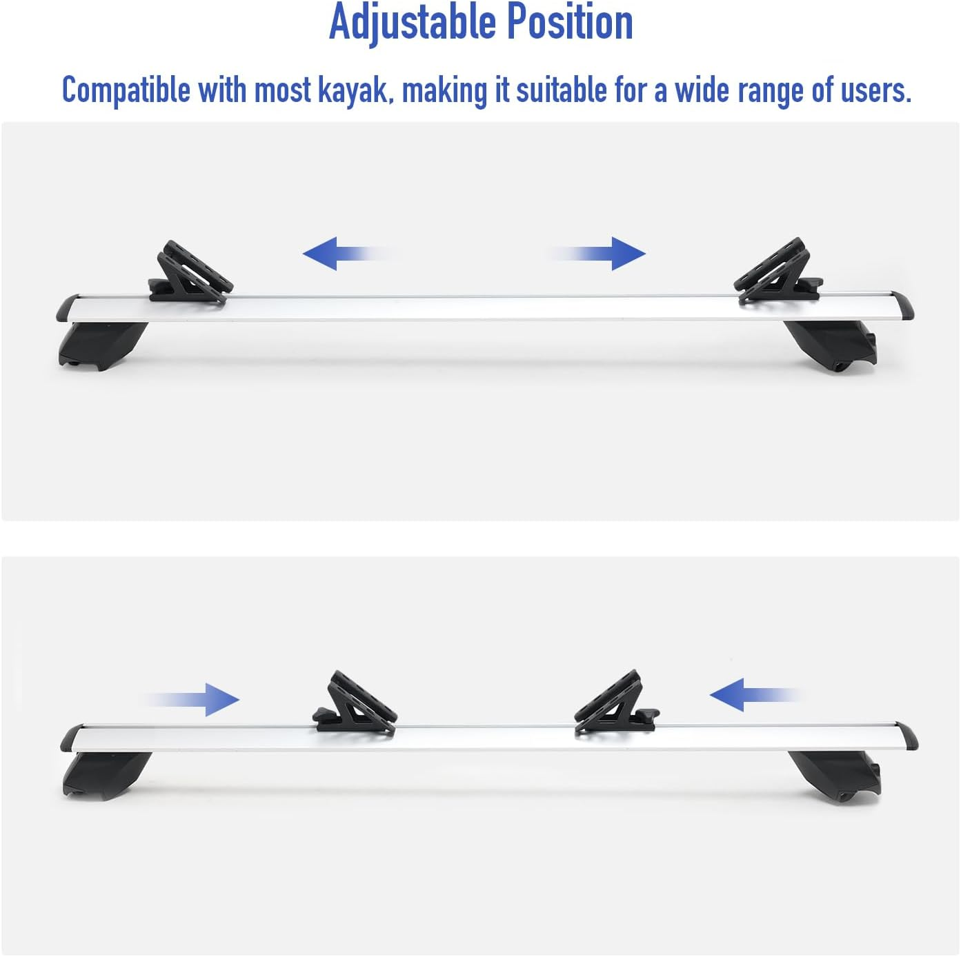 TOOENJOY Universal Metal Kayak Roof Rack Saddles, 4 Pack Car Top Kayak Canoes Carrier with Tie down Straps for Mounting on SUV, Car Crossbar (Black) image number 4