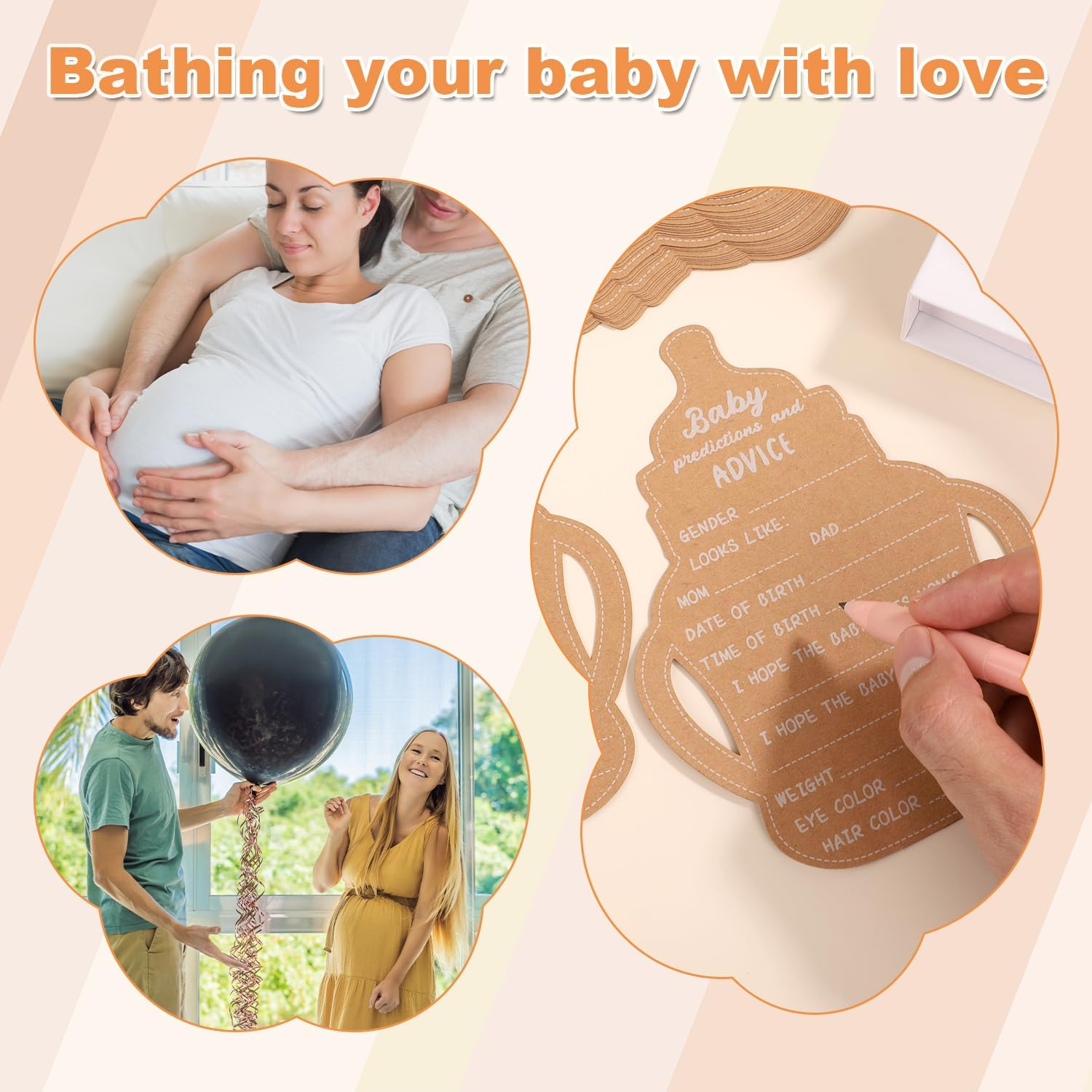 30Pcs Baby Prediction Cards, Baby Shower Advice Cards Baby Shower Favors for Decoration Baby Shower Game Yellow Baby Predictions and Advice Cards Baby Wishes Cards