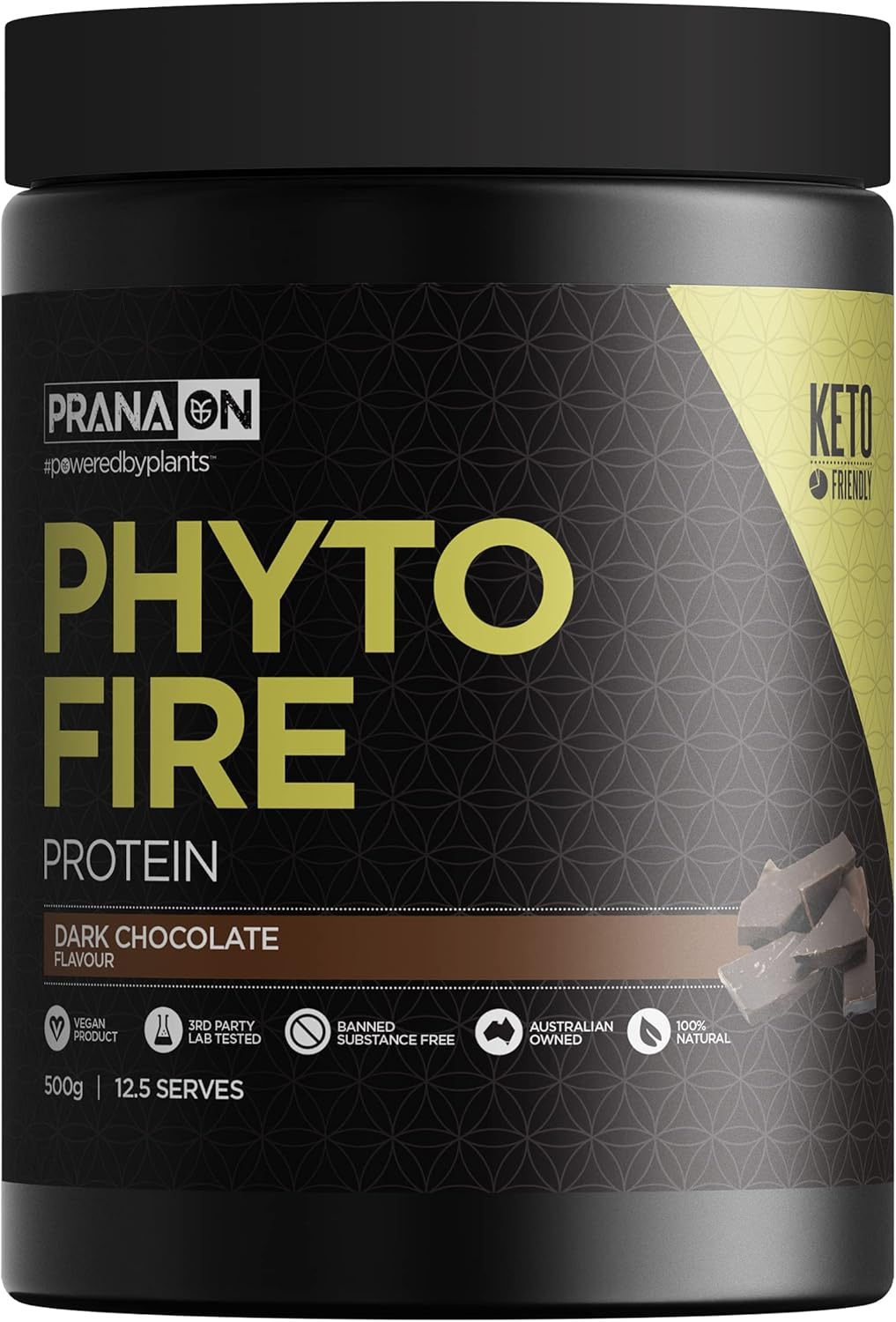 Pranaon Phyto Fire Protein - Dark Chocolate 500G, Dark Chocolate 0.66 Kilograms