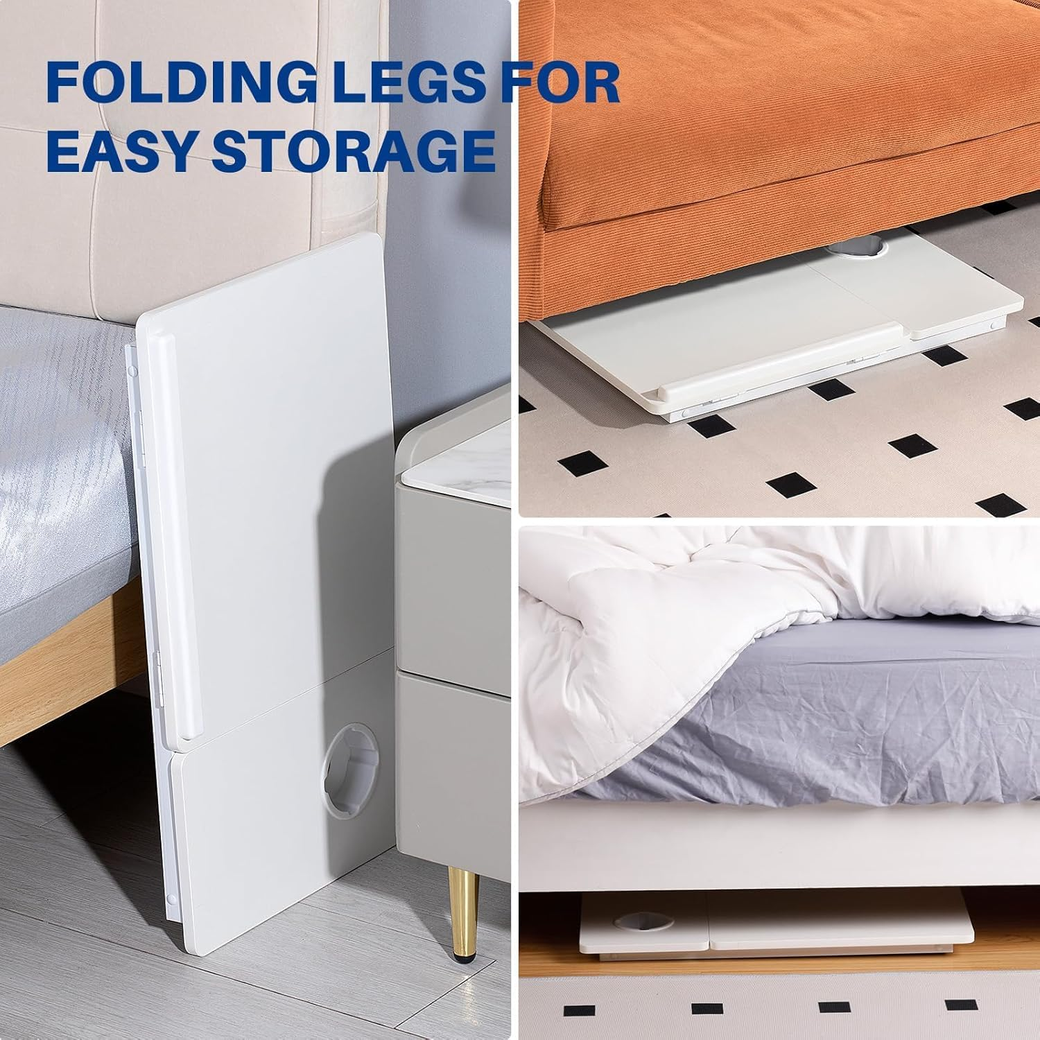 Folding Lap Desk, Foldable Laptop Stand Bed with Cup Holder,Portable & Lightweight,Lap Tablet Desk Breakfast Serving Tray for Sofa Couch (White) image number 1