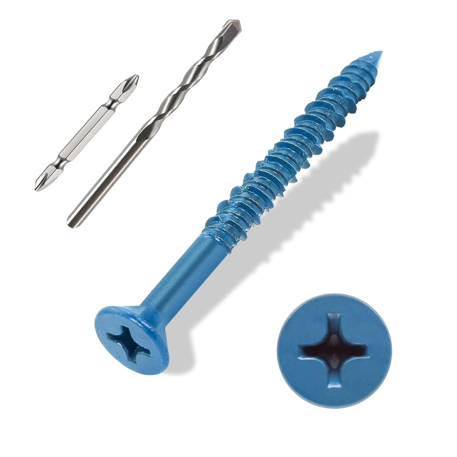 1/4&Prime;&times;2-1/4&Prime; (200Pcs) Flat Head Concrete Screw Anchor, Blue Screw, for Anchoring to Masonry, Block or Brick image number 2