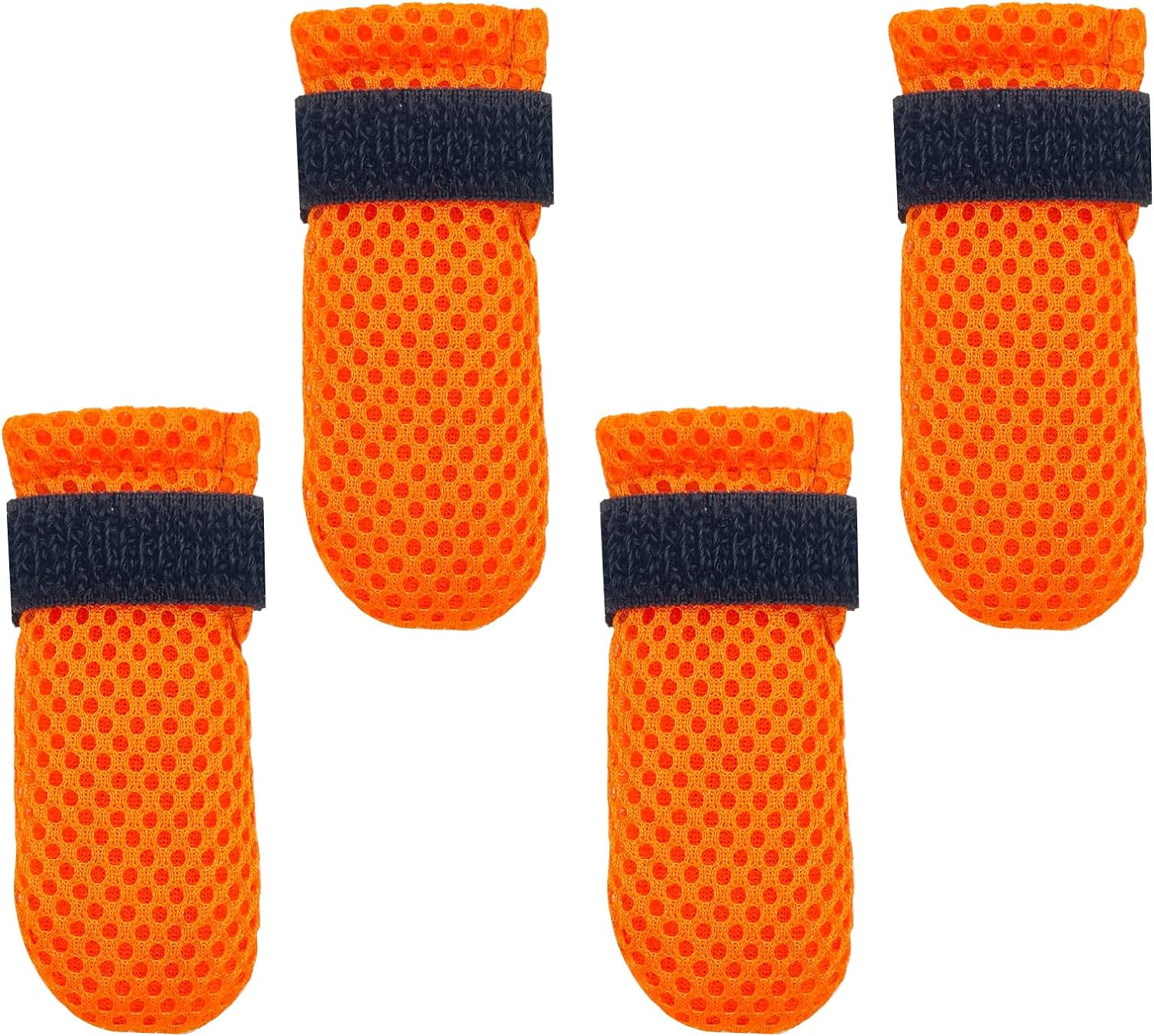 Cat Boots,Paw Covers Anti-Scratch Cat Foot Covers for Cats Adjustable Mesh Cat Claw Protectors Non-Slip Breathablesuitable for Family Pet Cat Bathing and Nail Cutting (4 Pieces) (L, Orange)