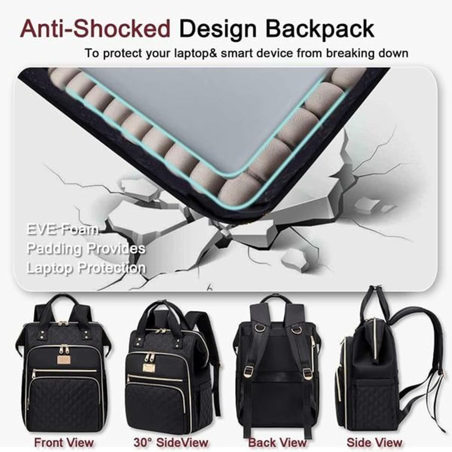 Work Bag with Lunch Compartment, Teacher Nurse Backpack, Student Laptop Storage, Women Business Work Picnic, for Outgoing Hiking Vacation Camping Travel School image number 2