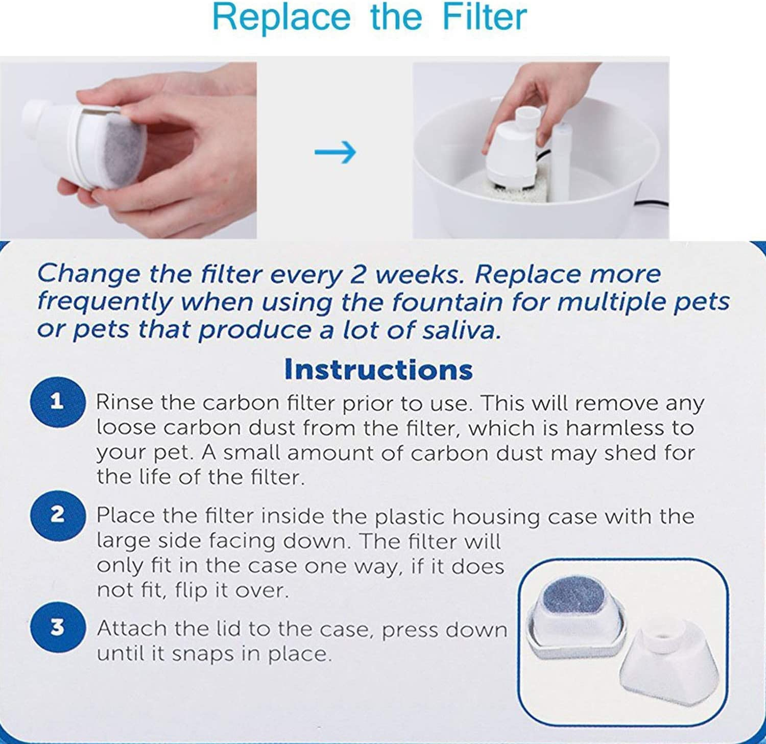 8 Packs Replacement Charcoal Filters for Petsafe Drinkwell Avalon,Pagoda,Sedona,1.8 3.7 7.5 Litre,Butterfly,Stainless 360,Streamside,Seaside Stainless Pet Water Fountain image number 2