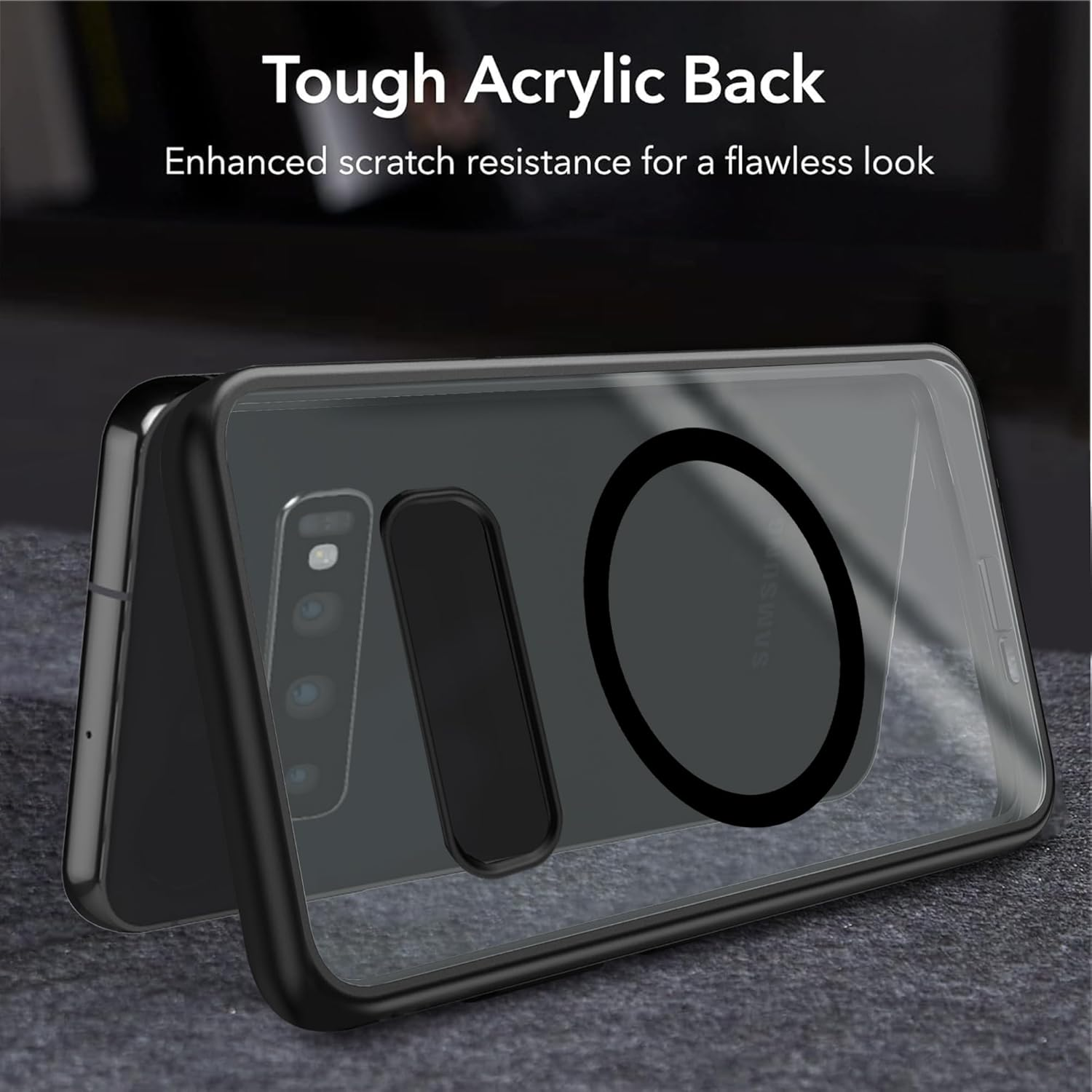 Guizzcg for Samsung Galaxy S10+ / S10 plus Case [Compatible with Magsafe] Flexible TPU Bumper + Clear Back Slim Shockproof Drop Protection,Magnetic Cover for Galaxy S10 plus -Black image number 1