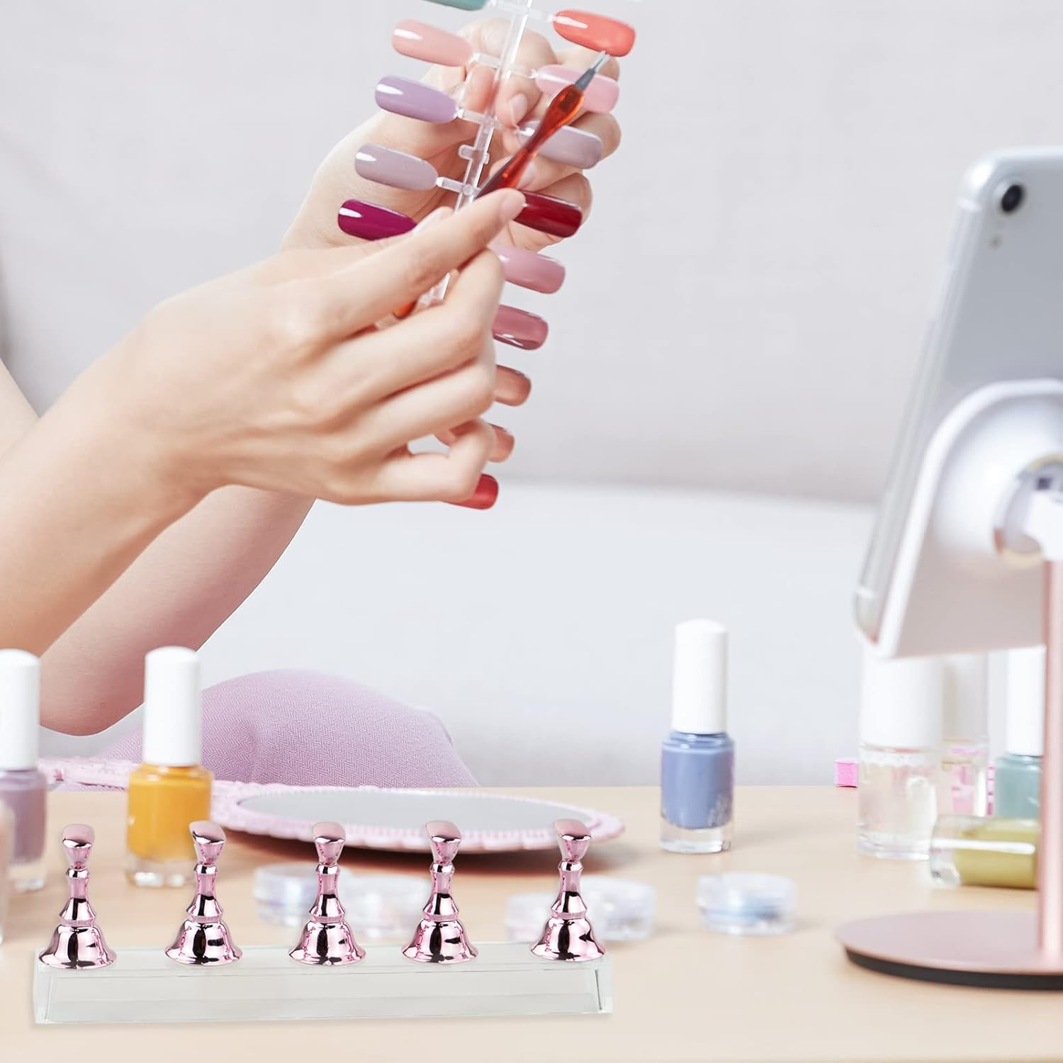 False Nail Stand Displayer Holder for Nail Art Practice Transparent Acrylic, Transparent Acrylic Nail Holder, False Nail Stand Manicure Nail Displayer, Nail Practice Show Board image number 4