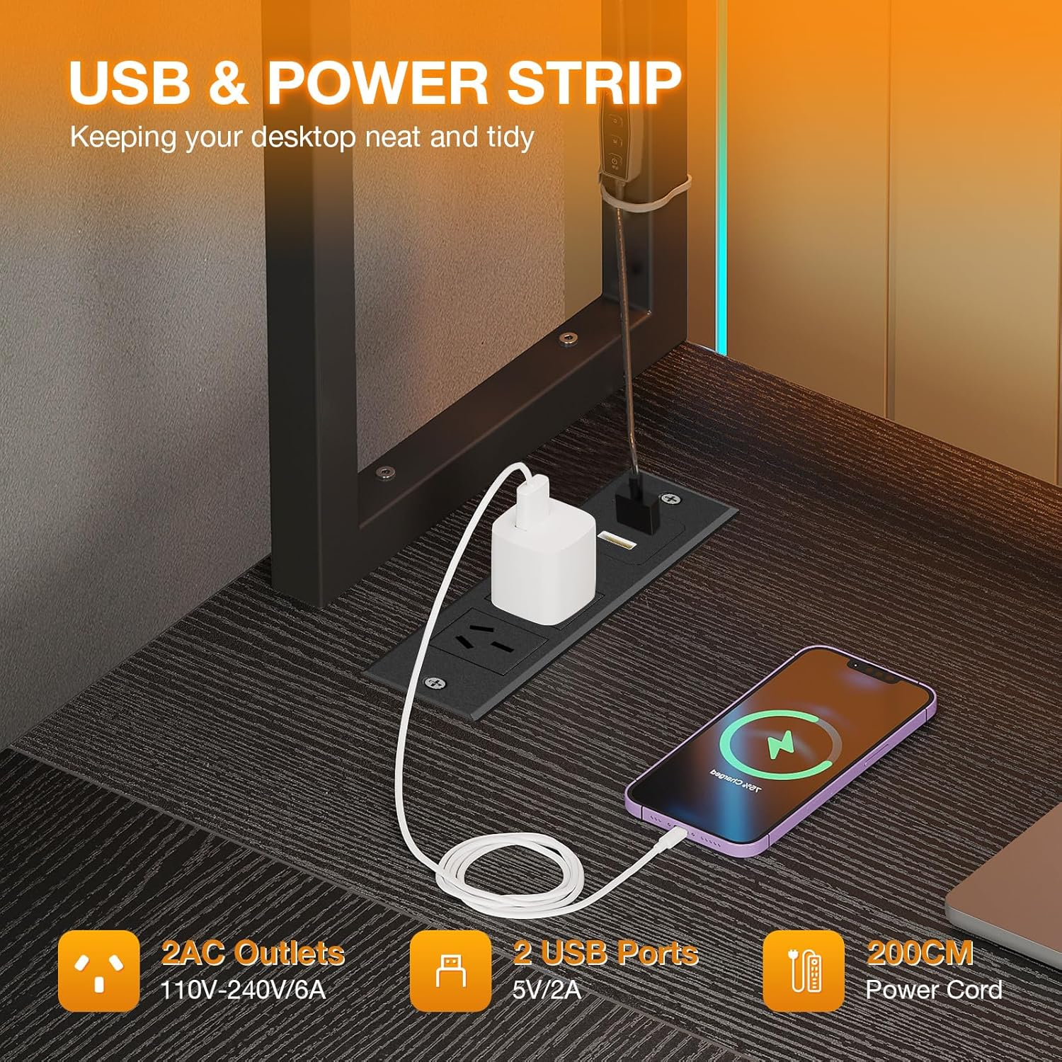 ODK 59Inch Reversible Computer Desk with Drawers,Corner Office Desk with LED Lights & Power Outlets, L Shaped Desk with Shelf & Extendable Keyboard Tray, Study PC Gaming, 149.5 * 100 * 149.5Cm, Black image number 1