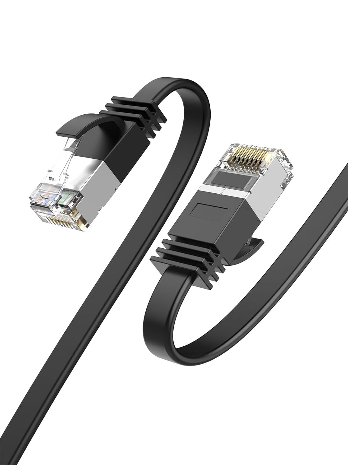 Cablecreation Flat Cat8 Ethernet Cable 16.6FT, 40Gbps 2000Mhz High Speed Slim Internet LAN Cable Cord Gigabit RJ45 Router Cable Compatible for Computer Laptop PS5 PS4, Switch Box PC, TV Box, 5M, Black image number 5