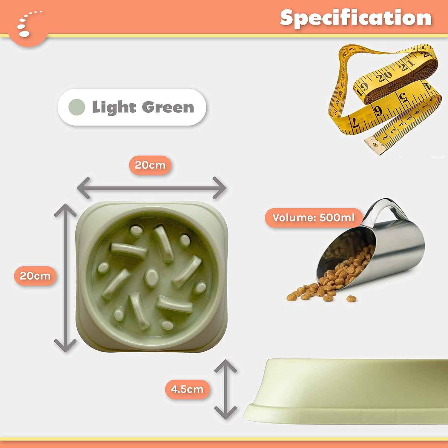 Zenify Dog Bowl Slow Feeder - Large 500Ml Healthy Eating Pet Interactive Feeder with Anti-Skid Non-Slip Base to Reduce Overeating Bloating Vomiting Obesity for Wet Dry Raw Food and Water (Light Green) image number 2