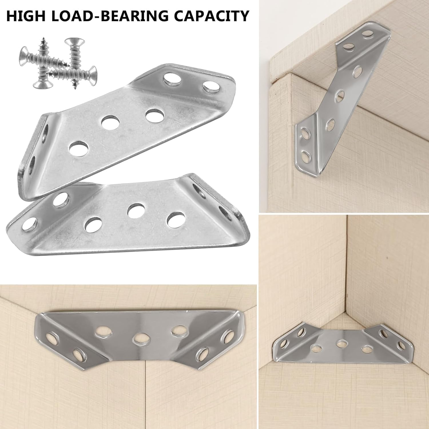 Stainless Steel Angle Corner Brackets, 20Pcs Angle Corner Bracket Triangle Corner Brace Stainless Steel Corner Connector Furniture Corner Connector, Stainless Steel Furniture Corner Connector image number 6