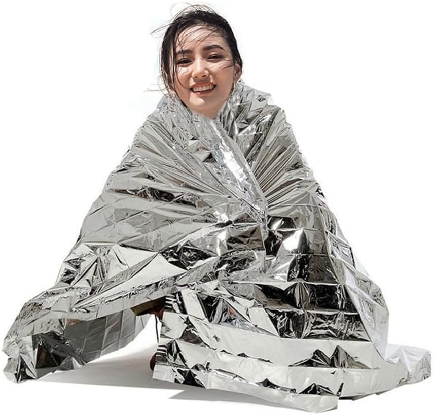 6 Pack Survival Blanket Outdoor Emergency Blanket Supplies, Emergency Blankets Mylar Thermal Blanket, Gigantic Space Blanket Survival Blankets Heavy Duty Camping Gear,Bug Out Bag (Silver) image number 3