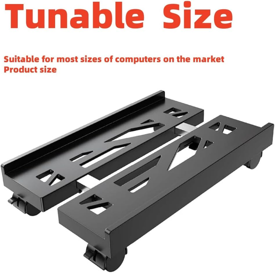 Metal Computer Tower Stand, CPU Holder Cart under Desk Max 80Kg, Heavy Duty Mobile CPU Stand, Width Adjustable Desktop Stand with Rolling Caster Wheels, PC Tower Stand Holder image number 3