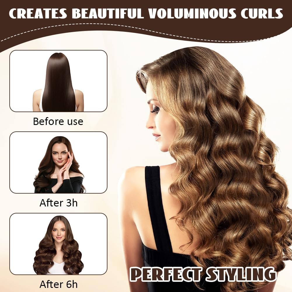 Overnight Heat-Free Curlers, Overnight Curls, Curls without Heatless Curl Set, Curls without Heat Hair Curler, DIY Overnight Curls for All Hair Types, All Hair Types (Black) image number 1