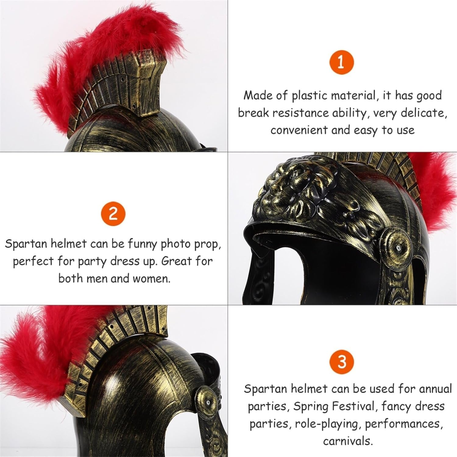 Antique Roman Soldier Helmet Prop for Cosplay Costume Lightweight Hat for Theatrical Productions and Halloween Celebrations image number 3