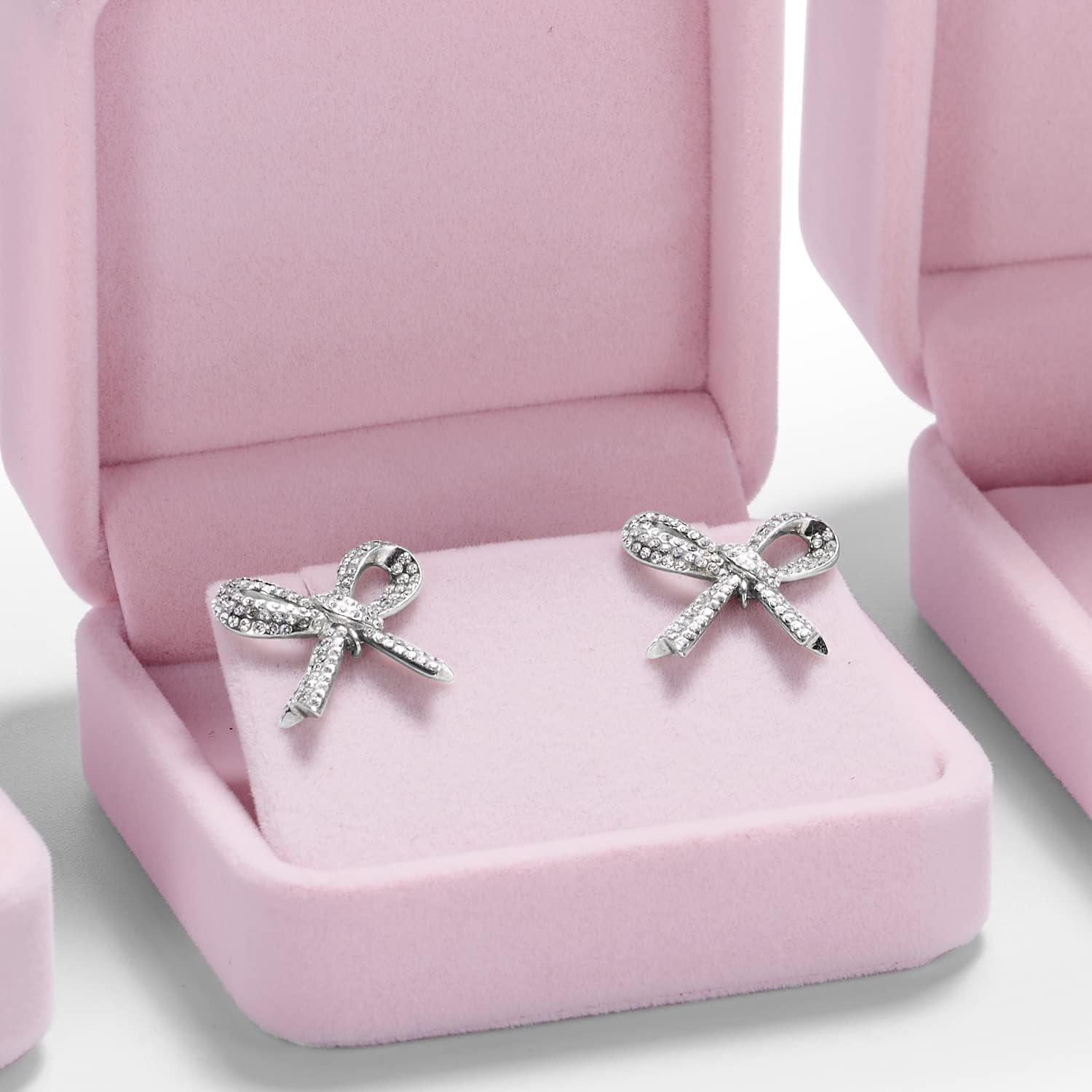 Oirlv Pink Velvet Ring Gift Boxes Elegant Ring Box for Wedding Valentine'S Day Anniversary Birthday