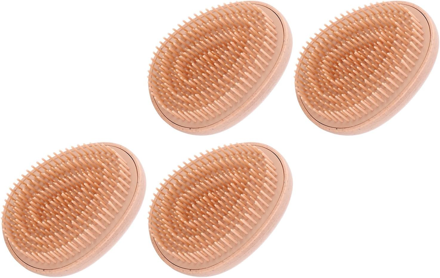 4Pcs Wheat Straw Hair Brush Egg Shape Detangling Brush Portable Styling Comb Hair Brush for All Hair Types image number 5
