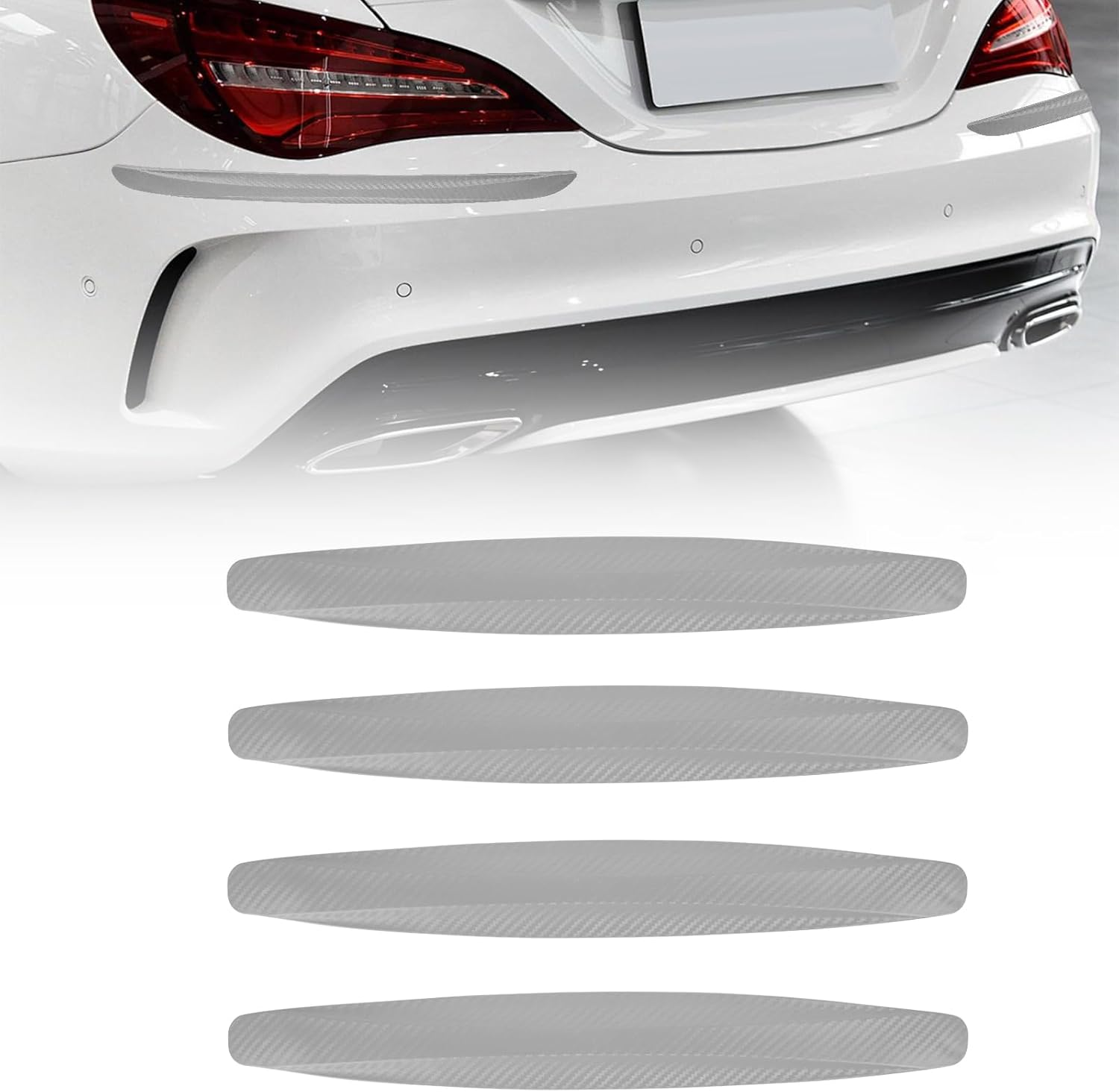 4 Pack Bumper Guard Strip, Anti-Collision Patch Car Bumper Guard Strip, Universal Exterior Car Accessories (Black)