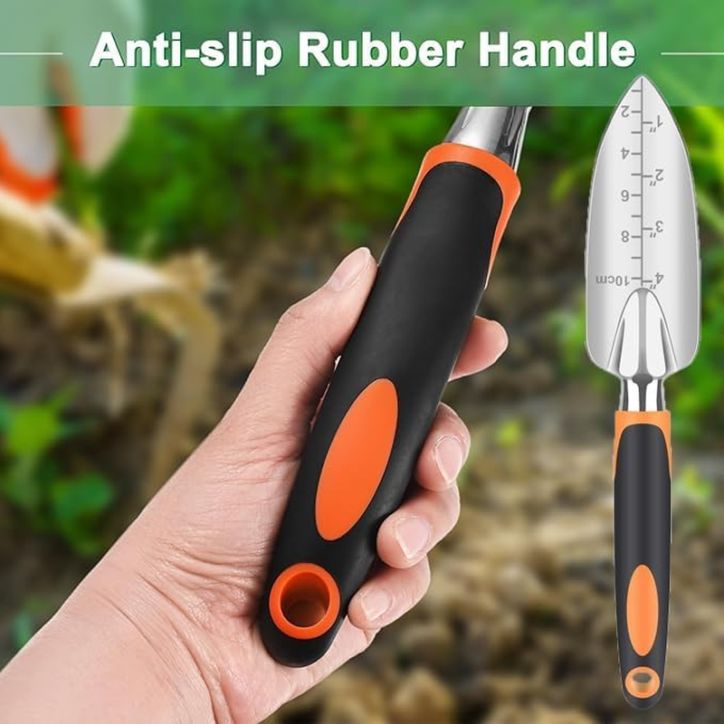 WEZCHUGHAOL 3-Pack Garden Tool Set - Heavy Duty Stainless Steel Gardening Shovel, Digging Trowel & Wide Hand Shovel with Ergonomic Handle for Planting, Weeding, [Orange] image number 3