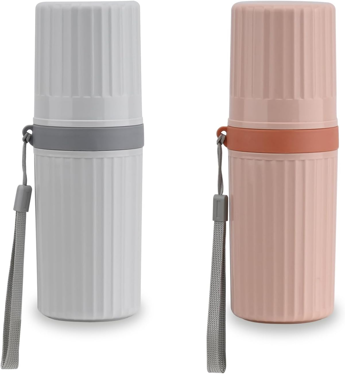 2 Pcs Travel Toothbrush Case, Waterproof Travel Toothbrush Holder, Portable Toothbrush Cup, Dustproof Toothbrush Storage Case, Ideal for Business Trip, Home, School, Camping, Grey + Blue