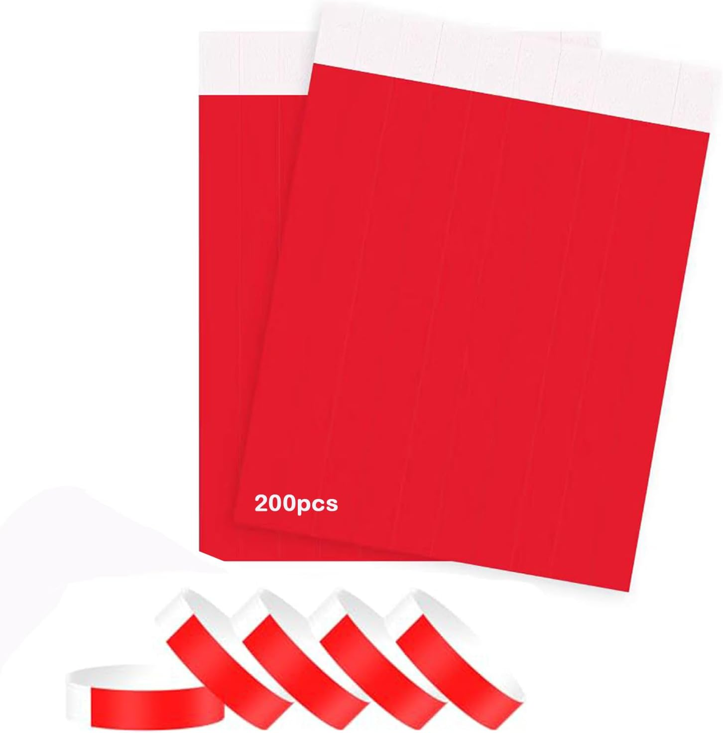 Red Wristbands, Waterproof Paper Bracelets Event Wristbands Wrist Party Bands Armbands for Events Festivals 200Pcs image number 4