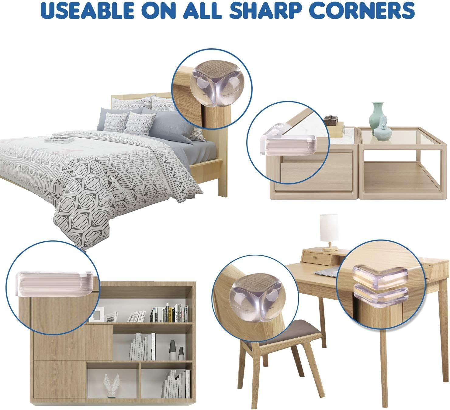 WENPENG Baby Corner Protector, Clear Corner Protectors for Furniture Corner Protectors Corner Guards Baby Proof Corner Covers Baby Safety (12 PCS (6 round + 6 L-Shpae)) image number 1