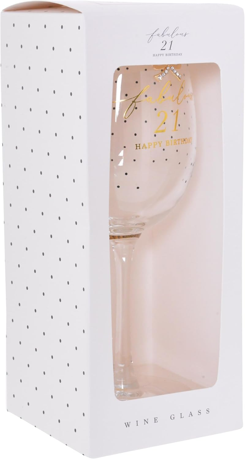 Lesser & Pavey Gibson Gifts Jewelled 21St Wine Glass &mdash; Fabulous 21 Happy Birthday Glass with Gold Detailing & Matching Gift Box image number 2