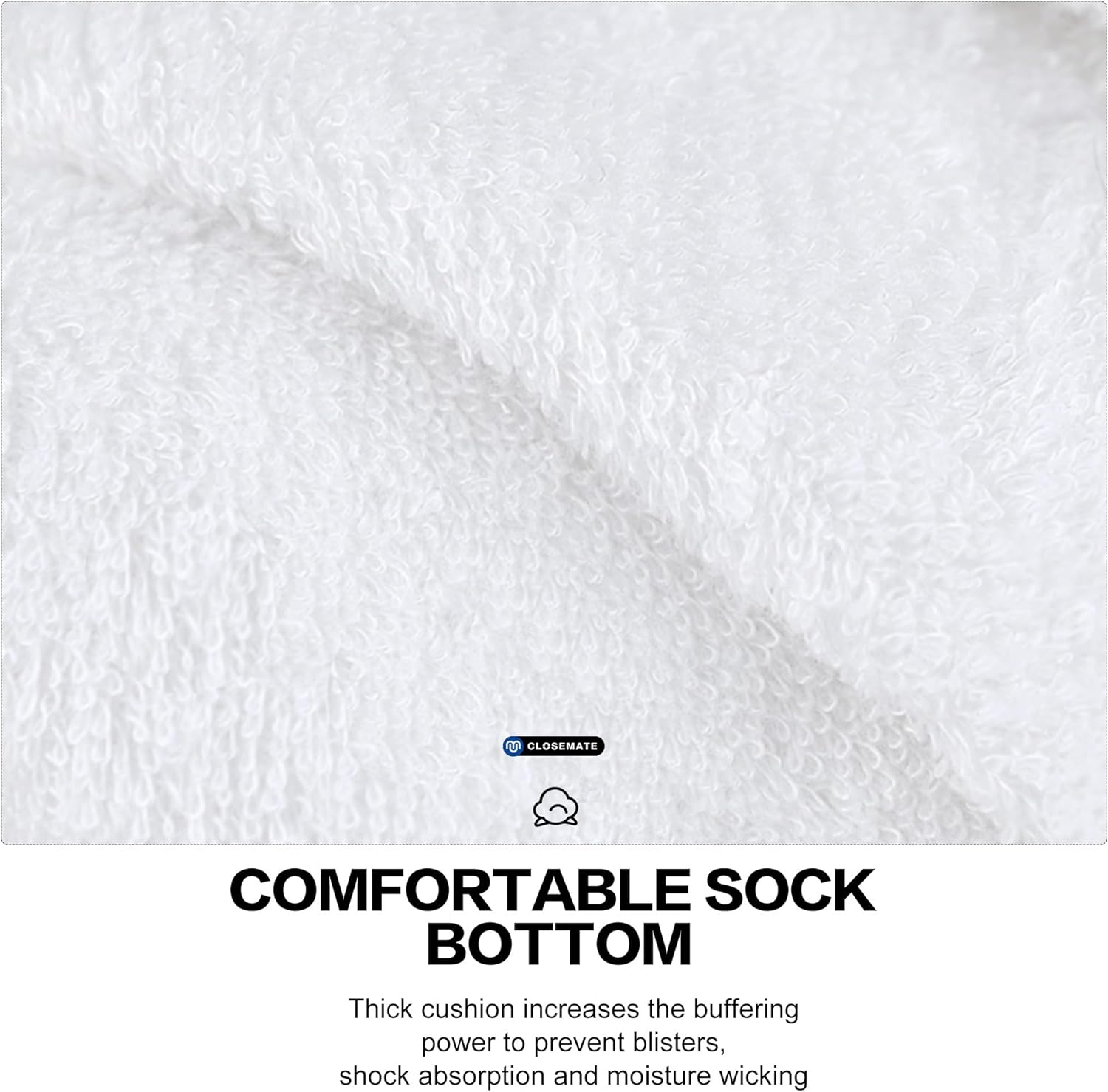 Closemate Mens Sports Trainer Quarter Socks White Black 6 Pairs Ankle Running Cotton Socks for Men and Women Non Slip anti Blister Breathable Performance Wicking Cushioned Athletic Mens Socks image number 5