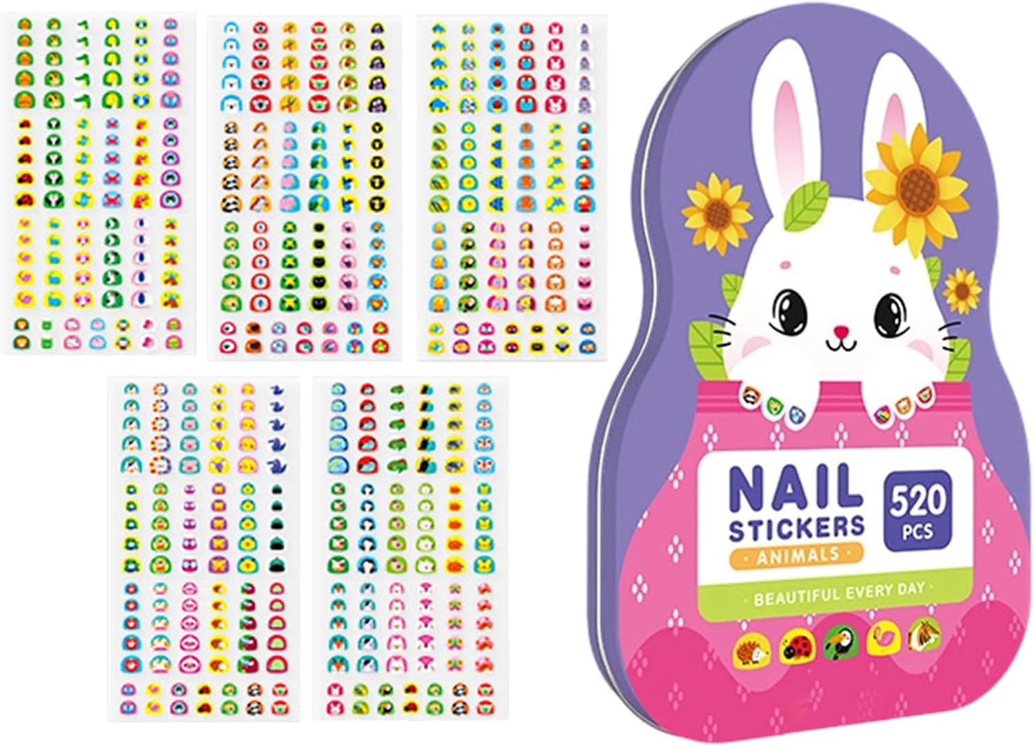 Nail Stickers for Girls | Cartoon Fingernail Decoration Decals | Cute Nail Stickers,For Girls Children Daughter Toddler