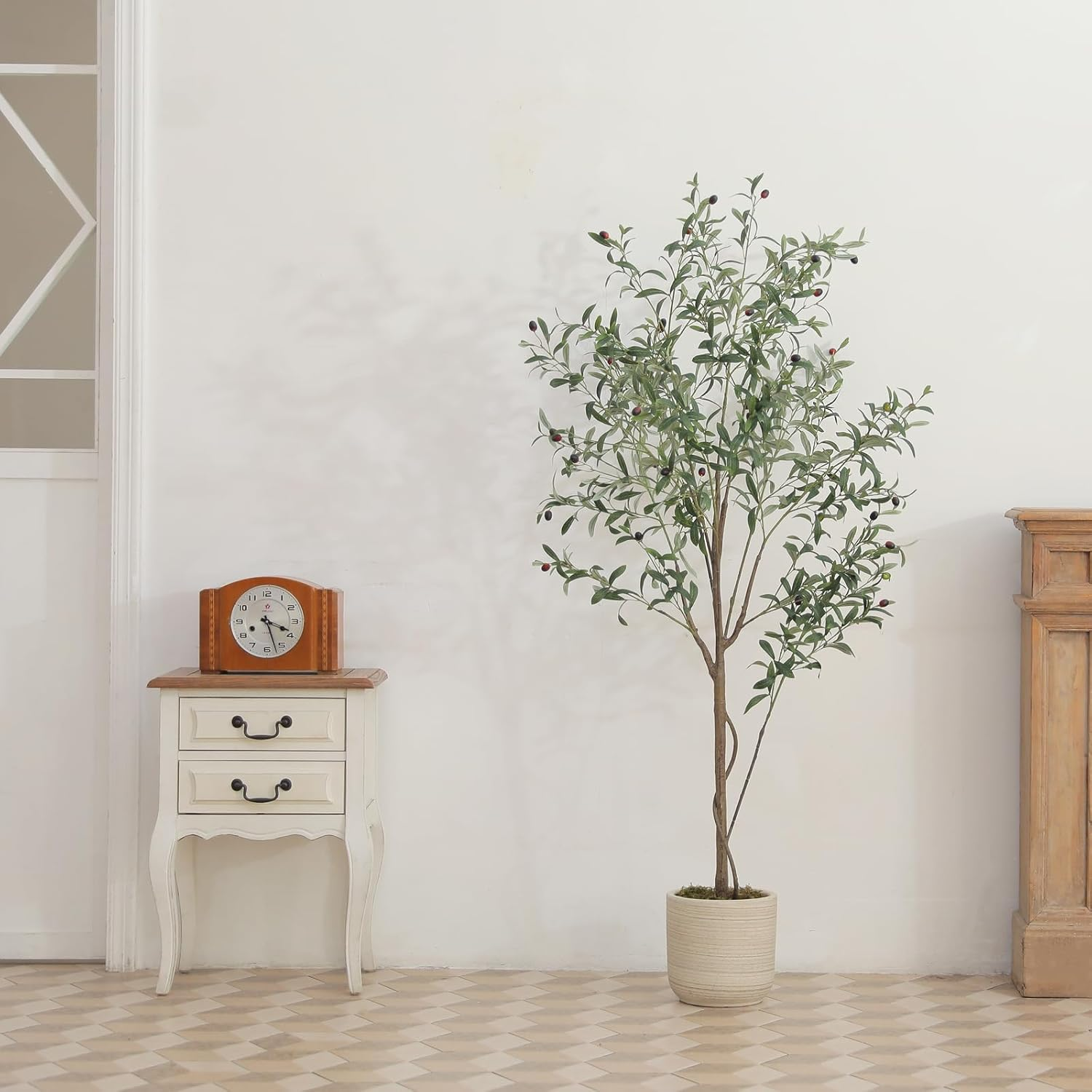 LYERSE Artificial Olive Tree, 6Ft, Fake Olive Tree with Natural Wood Trunk and Realistic Leaves, Indoor/Outdoor Decor image number 5