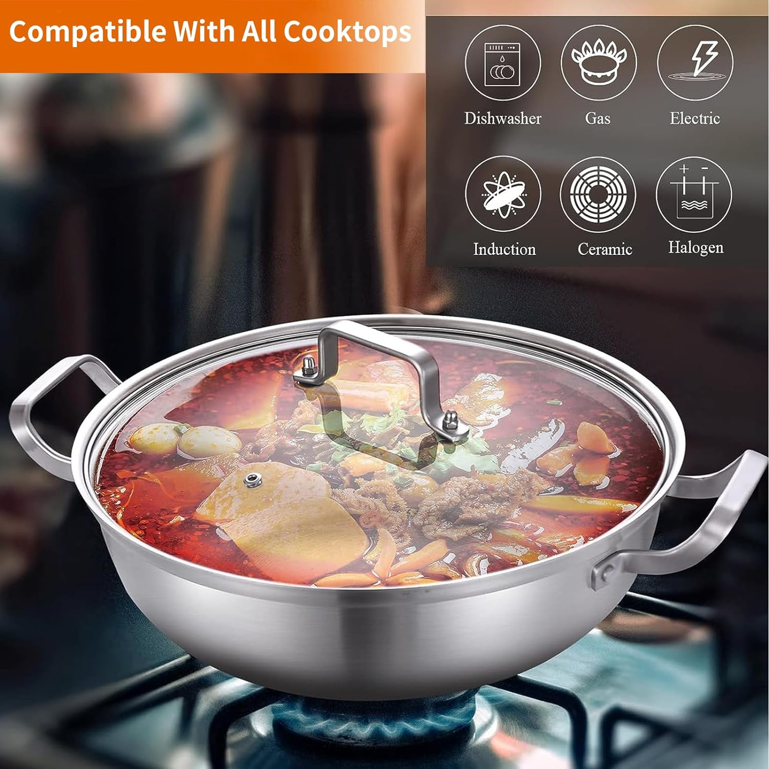 Delarlo Tri-Ply Stainless Steel 11 Inch Everyday Pan with Lid, Kitchen Everything Pan, Chef'S Pans, Induction Deep Saute Pan, High Side Cooking Pot 3.5QT, Oven Safe Stock Pot, up to 600℉ image number 3