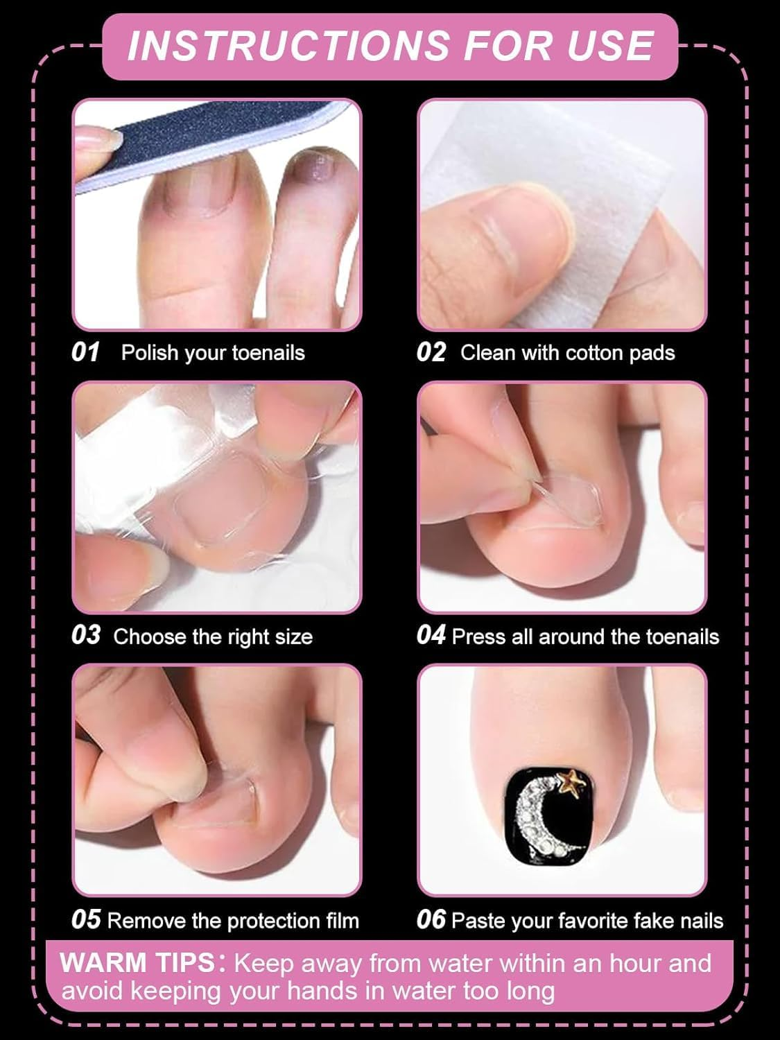 600PCS Nail Adhesive Tabs for Toenail, EBANKU Waterproof Breathable Toenail Glue Stickers Ultra-Thin Press on Nail Sticky Tabs in 12 Sizes, 25 Sheets Double Sided Transparent Nail Tape for DIY image number 2