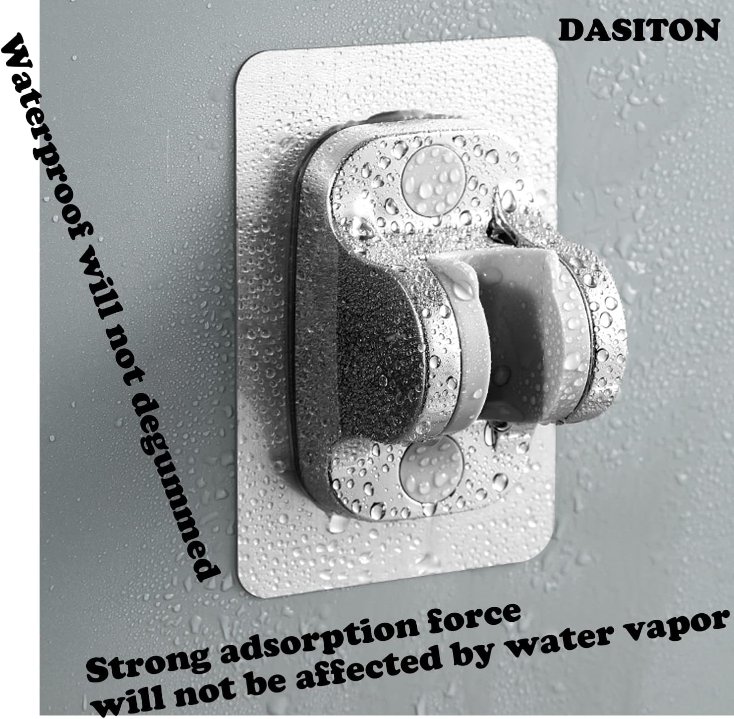 DASITON Large Wall Mount Strong Adhesive Waterproof Handheld Shower Holder,Shower Head Holder,For Rv Shower Kids Shower Bathroom Shower(Silver 2P) - Black 2P image number 3