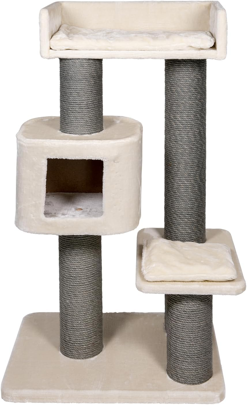 JACK and VANILLA, Dumbo Design Cat Scratching Post, Space to Play and Rest, Durable Materials, Easy Clean, Dimensions 30 X 30 X 45 Cm, Cream Grey Colour, Cat Tree Model
