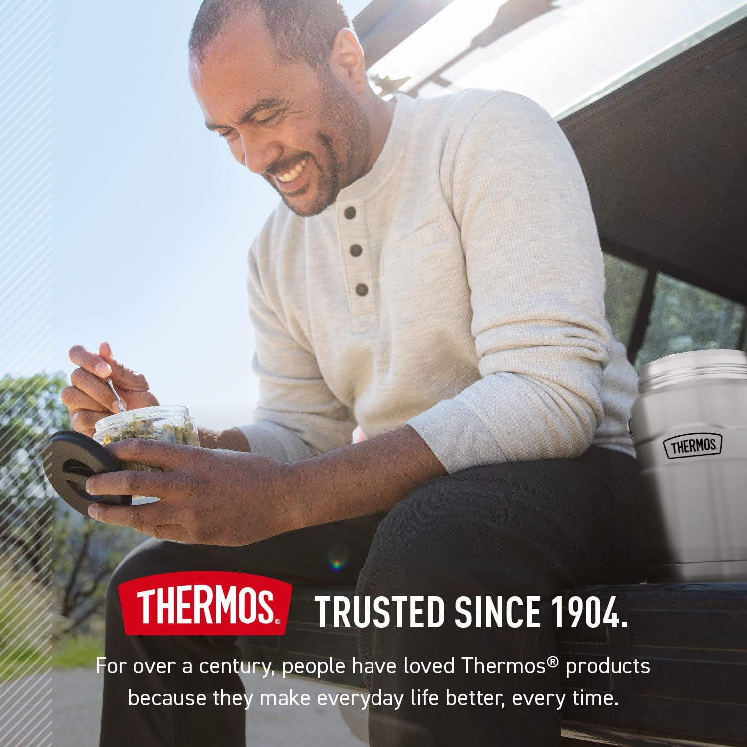 Thermos Stainless King Vacuum-Insulated Food Jar with 2 Storage Container Inserts, 47 Ounce, Matte Steel