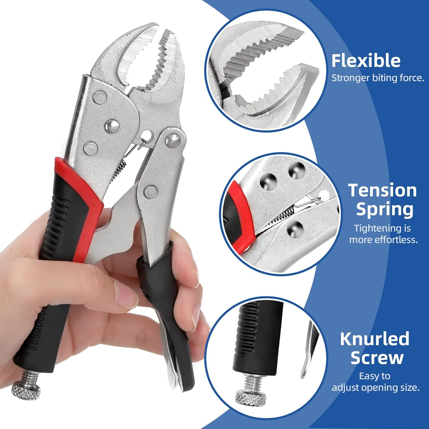 Glarks 57Pcs 6.1-26.1Mm Heavy Duty Black Double Gripping Nylon Hose Clamp Set, 5 Sizes Adjustable Speedy Double Snap Grip Hose Clamp with Locking Pliers, Plastic Snap Ratcheting Clamp Kit for Plumbing image number 5