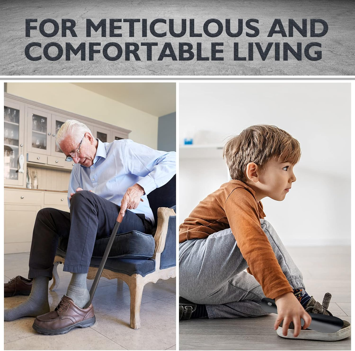 ZOMAKE Shoe Horn Long Handle 72/19CM with Travel Metal Shoehorn for Men Women Seniors