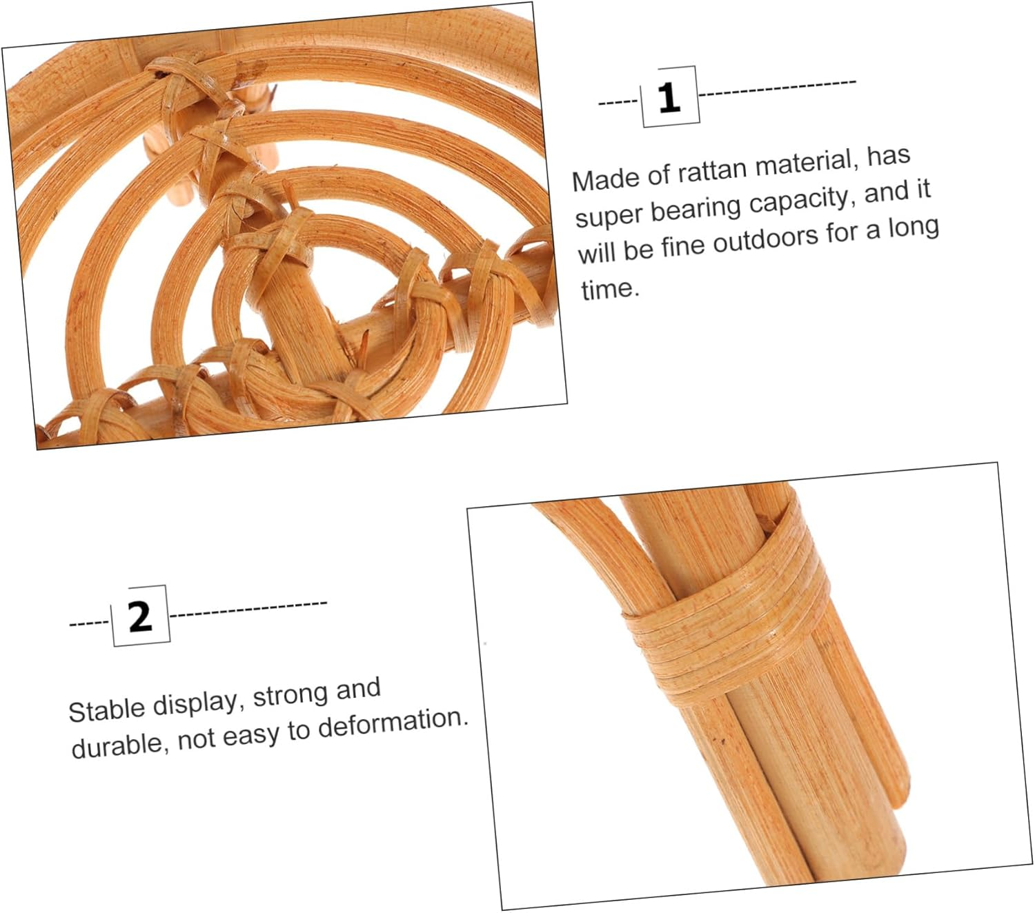 VINTORKY Rattan Flower Stand for Desktop Gardening Pot Holder Natural Material for Balcony Plant Pot Displaying Shelf image number 1