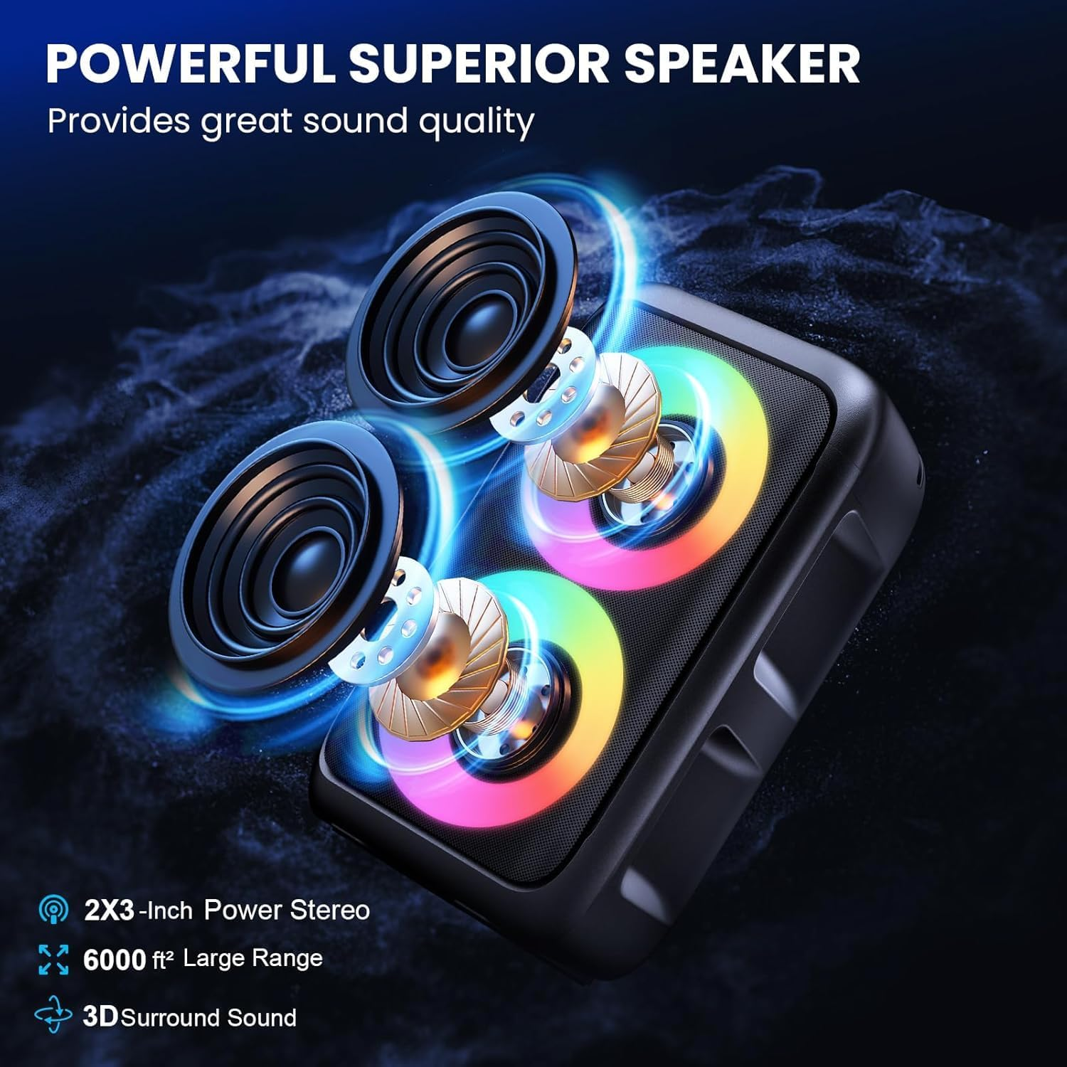 YLL Karaoke Machine, Portable Bluetooth Karaoke Speaker with 2 Wireless Microphones for Adults Kids, PA System with Colorful Lights, Supports TWS/AUX/USB/TF Card, Christmas Gifts for Home Party