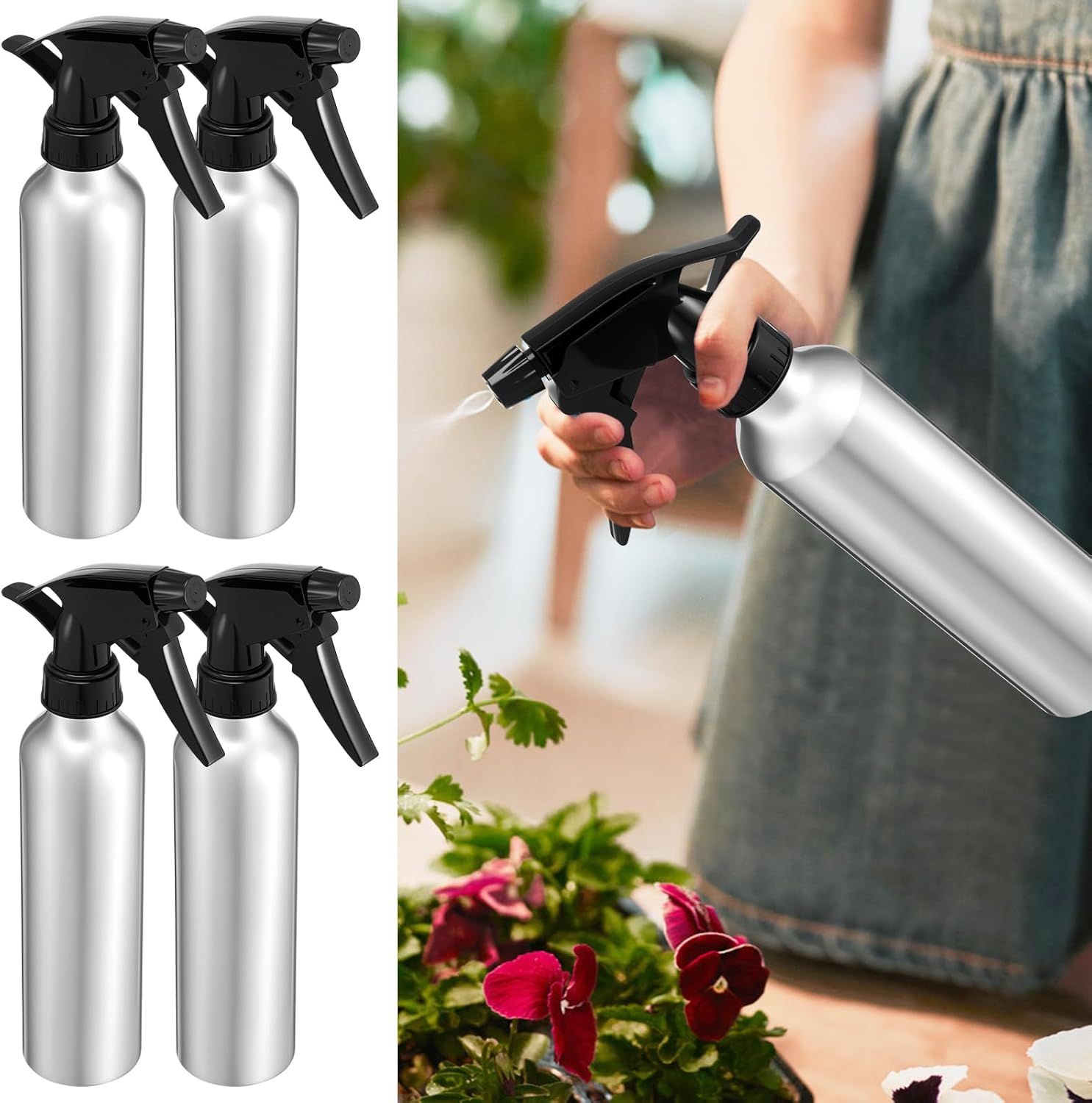 Djapwpx-4Pcs 350Ml Empty Spray Bottle with Detachable Nozzle, anti Deformation Planting Spray Bottle, Multipurpose Space Saving Hair Spray Bottle for Home Salon Restaurant