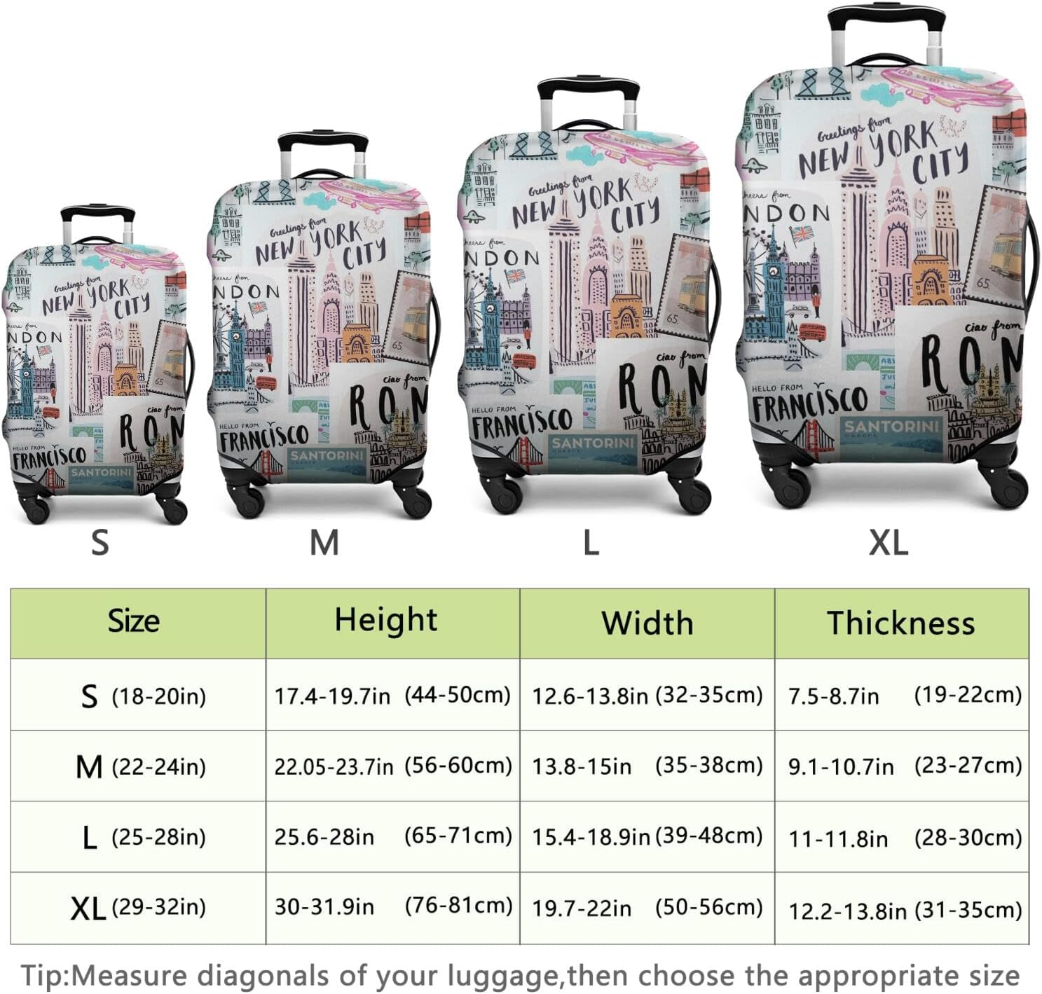 Vehcimbev Luggage Cover Washable Elastic Travel Suitcase Cover Anti-Scratch Suitcase Cover Fits 18-20 Inch Luggage Cover, Luggage Cover-5, Xl(29-32In) image number 6