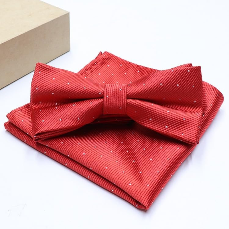 Men'S Wedding Party Pre-Tied Bow Tie Pocket Square Set