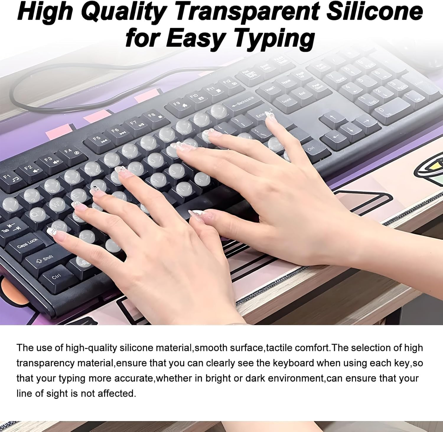 Bubble Stickers for Keyboard Long Nails Raised Silicone Keyboard Cover Non-Slip Adhesive Clear Rubber Protector Pad for Laptop/Computer Glass Table Furniture Cabinet Door Bumper Felt Dots Slip Stopper