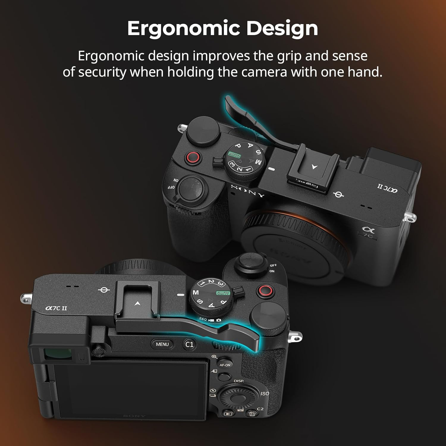 Smallrig Thumb Grip for Sony Alpha 7C Ii/Alpha 7CR / Alpha 7C, Ergonomic Design, Built-In Cold Shoe, for Light, Microphone, Weight Only 8G (Black) - 4820 image number 2