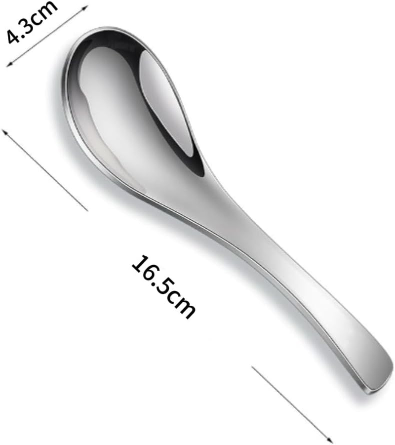 Tiokin Soup Spoons Set of 4,Stainless Steel Table Spoons for Rice Soup,Thick Ramen Spoon, Asian Spoon for Home,Restaurant,Hotel, Dishwasher Safe