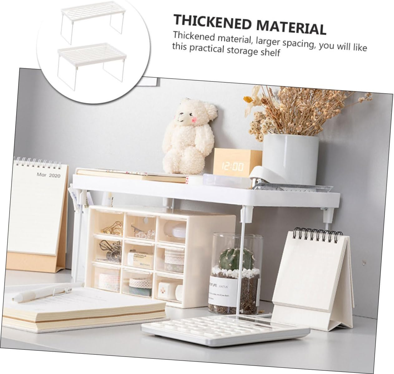 GRIRIW Iron Shelf Kitchenware Rack Storage Rack Desktop Cabinet Shelf Iron Art Layered Organizer for Kitchen Cabinet 2Pcs (Small Medium) for Home Pantry image number 2